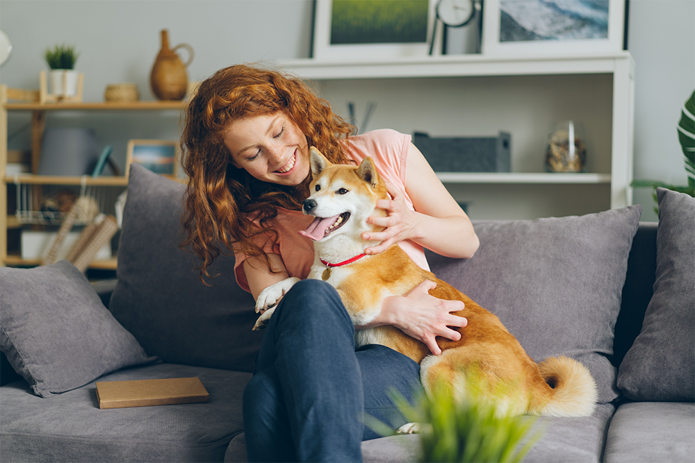 Happy dog and owner